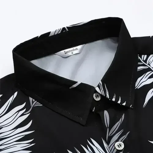 Simmashah Mens Hawaiian Shirt, Short Sleeves Button Down Beach Clothing, Unisex Summer Flamingos Casual Aloha Floral Shirts - 4
