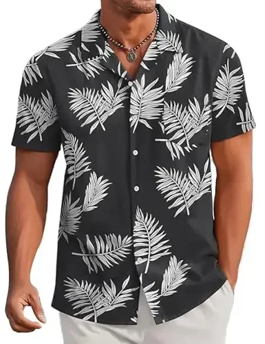 Simmashah Mens Hawaiian Shirt, Short Sleeves Button Down Beach Clothing, Unisex Summer Flamingos Casual Aloha Floral Shirts - SIMMASHAH