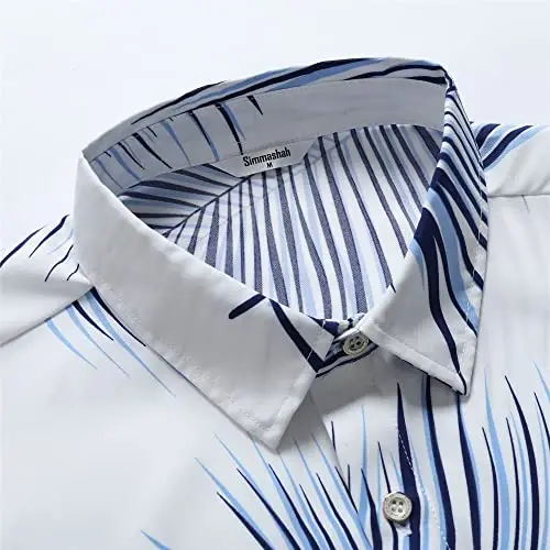 Simmashah Mens Hawaiian Shirt, Short Sleeves Button Down Beach Clothing, Unisex Summer Flamingos Casual Aloha Floral Shirts - 5