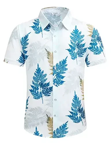 Simmashah Mens Hawaiian Shirt, Short Sleeves Button Down Beach Clothing, Unisex Summer Flamingos Casual Aloha Floral Shirts - 2