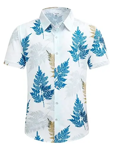 Simmashah Mens Hawaiian Shirt, Short Sleeves Button Down Beach Clothing, Unisex Summer Flamingos Casual Aloha Floral Shirts - SIMMASHAH (1)