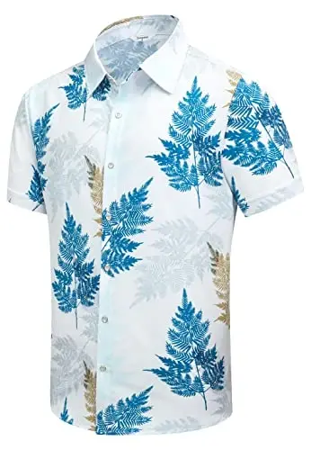 Simmashah Mens Hawaiian Shirt, Short Sleeves Button Down Beach Clothing, Unisex Summer Flamingos Casual Aloha Floral Shirts - SIMMASHAH
