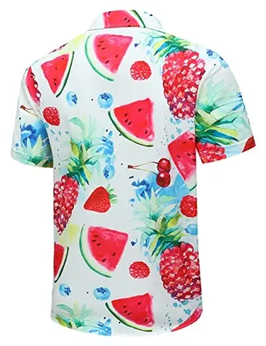 Simmashah Mens Hawaiian Shirt, Short Sleeves Button Down Beach Clothing, Unisex Summer Flamingos Casual Aloha Floral Shirts - 3