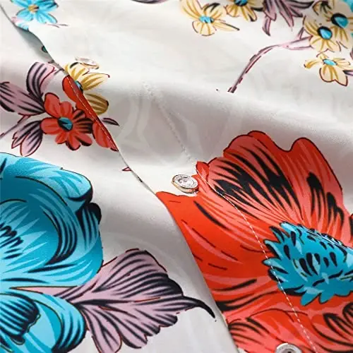 Simmashah Mens Hawaiian Shirt, Short Sleeves Button Down Beach Clothing, Unisex Summer Flamingos Casual Aloha Floral Shirts - 5
