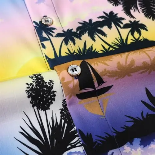 Simmashah Mens Hawaiian Shirt, Short Sleeves Button Down Beach Clothing, Unisex Summer Flamingos Casual Aloha Floral Shirts - SIMMASHAH (1)