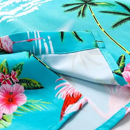 Simmashah Mens Hawaiian Shirt, Short Sleeves Button Down Beach Clothing, Unisex Summer Flamingos Casual Aloha Floral Shirts - SIMMASHAH (1)