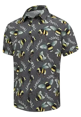 Simmashah Mens Gavayi ko'ylagi, kalta yengli tugmali plyaj kiyimi, unisex yozgi flamingolar kundalik Aloha gulli ko'ylaklar - 2