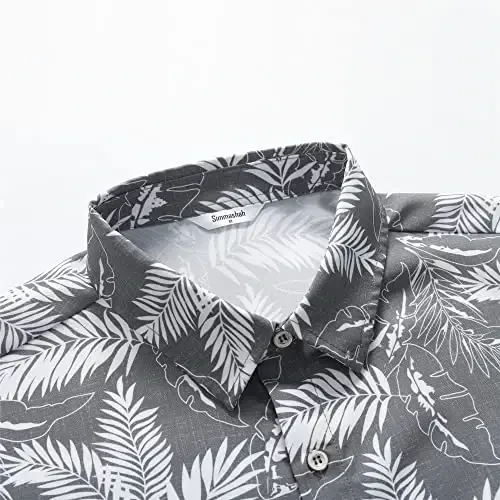 Simmashah Mens Gavayi ko'ylagi, kalta yengli tugmali plyaj kiyimi, Unisex yozgi Flamingolar tasodifiy Aloha gul ko'ylaklari - 4