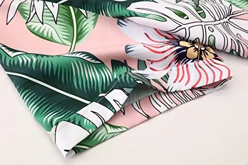 Simmashah Mens Gavayi ko'ylagi, kalta yengli tugmali plyaj kiyimlari, unisex yozgi flamingolar tasodifiy Aloha gul ko'ylaklari - 6