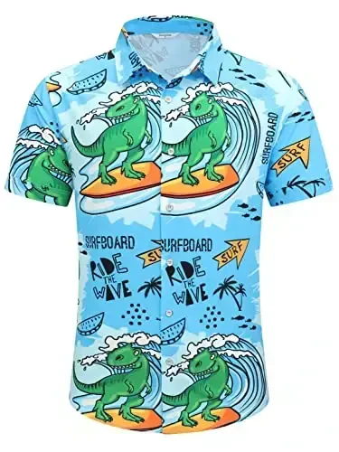 Simmashah Mens Gavayi ko'ylagi, kalta yengli tugmali plyaj kiyimlari, unisex yozgi flamingolar tasodifiy Aloha gul ko'ylaklari - 2