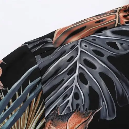 Simmashah Mens Gavayi ko'ylagi, qisqa yengli tugmachali plyaj kiyimi, unisex yozgi flamingolar tasodifiy Aloha gul ko'ylaklari - 7