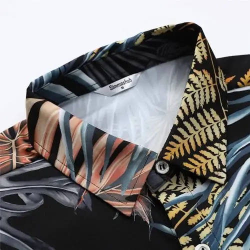 Simmashah Mens Gavayi ko'ylagi, qisqa yengli tugmachali plyaj kiyimi, unisex yozgi flamingolar tasodifiy Aloha gul ko'ylaklari - 4