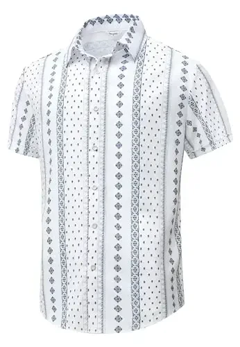 Simmashah Mens Gavayi ko'ylagi, Qisqa yengli tugmachali plyaj kiyimlari, Unisex yozgi flamingolar Kundalik Aloha gul ko'ylaklari - SIMMASHAH