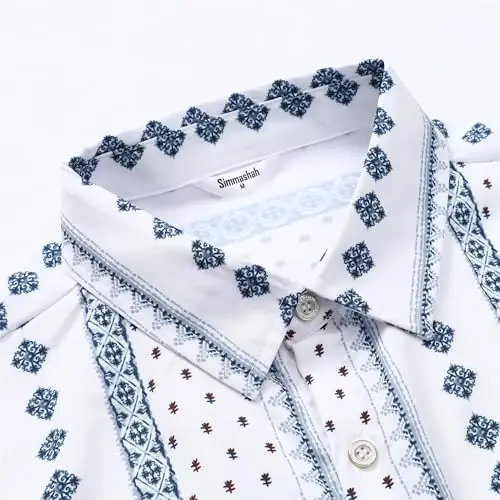 Simmashah Mens Gavayi ko'ylagi, Qisqa yengli tugmachali plyaj kiyimlari, Unisex yozgi flamingolar Kundalik Aloha gul ko'ylaklari - 3
