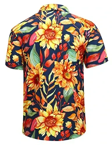 Simmashah Mens Gavayi Ko'ylagi, Qisqa Yengli Tugmali Plaj Kiyimi, Unisex Yozgi Flamingolar Kundalik Aloha Gullari Ko'ylaklari - 3