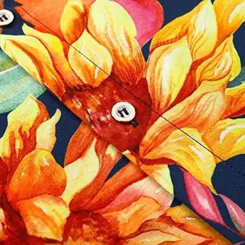 Simmashah Mens Gavayi Ko'ylagi, Qisqa Yengli Tugmali Plaj Kiyimi, Unisex Yozgi Flamingolar Kundalik Aloha Gullari Ko'ylaklari - 5