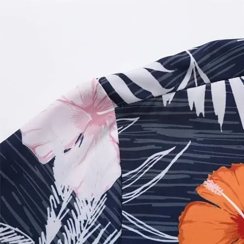 Simmashah Mens Gavayi ko'ylagi, qisqa yengli tugmali plyaj kiyimi, unisex yozgi flamingolar tasodifiy Aloha gul ko'ylaklari - 5