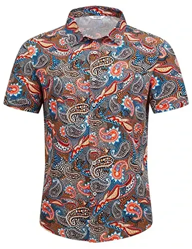 Simmashah Mens Gavayi ko'ylagi, qisqa yengli tugmali plyaj kiyimi, Unisex yozgi flamingolar tasodifiy Aloha gul ko'ylaklari - 2