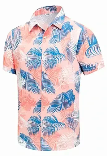 Simmashah Mens Gavayi ko'ylagi, qisqa yengli tugmali plyaj kiyimi, unisex yozgi flamingolar tasodifiy Aloha gulli ko'ylaklar 