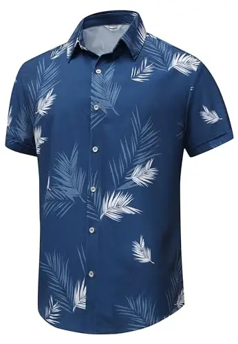 Simmashah Mens Gavayi ko'ylagi, qisqa yengli tugmali plyaj kiyimlari, Unisex yozgi Flamingolar kundalik Aloha gul ko'ylaklari - SIMMASHAH (1)