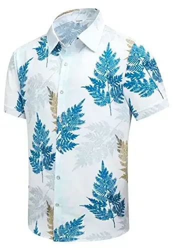 Simmashah Mens Gavayi ko'ylagi, Qisqa yengli tugmali plyaj kiyimlari, Unisex yozgi flamingolar kundalik Aloha gul ko'ylaklari - 1