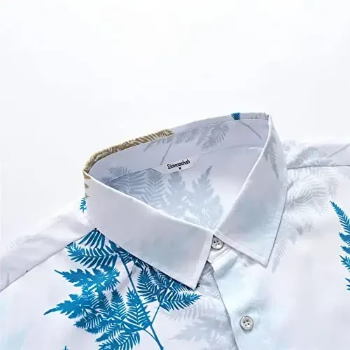 Simmashah Mens Gavayi ko'ylagi, Qisqa yengli tugmali plyaj kiyimlari, Unisex yozgi flamingolar kundalik Aloha gul ko'ylaklari - 4