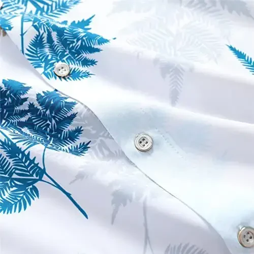 Simmashah Mens Gavayi ko'ylagi, Qisqa yengli tugmali plyaj kiyimlari, Unisex yozgi flamingolar kundalik Aloha gul ko'ylaklari - 5