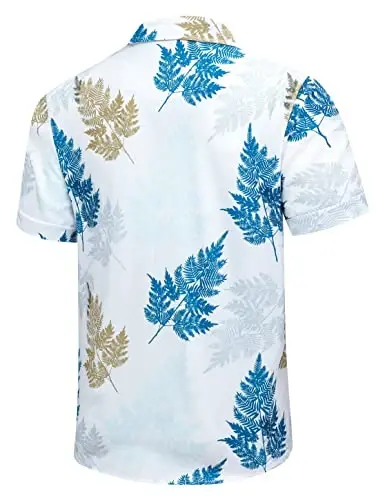Simmashah Mens Gavayi ko'ylagi, Qisqa yengli tugmali plyaj kiyimlari, Unisex yozgi flamingolar kundalik Aloha gul ko'ylaklari - 3