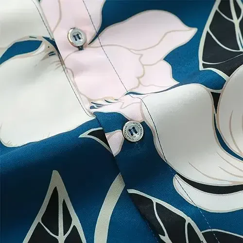 Simmashah Mens Gavayi ko'ylagi, qisqa yengli tugmali plyaj kiyimlari, Unisex yozgi flamingolar kundalik Aloha gul ko'ylaklari - 5