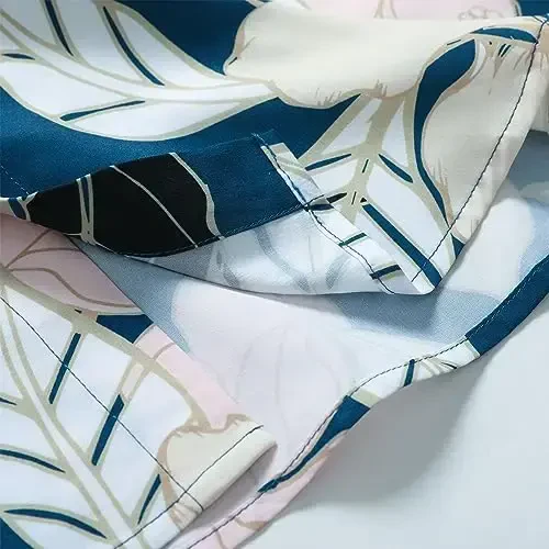 Simmashah Mens Gavayi ko'ylagi, qisqa yengli tugmali plyaj kiyimlari, Unisex yozgi flamingolar kundalik Aloha gul ko'ylaklari - 6