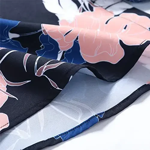 Simmashah Mens Gavayi ko'ylagi, qisqa yengli tugmali plyaj kiyimlari, Unisex yozgi Flamingolar kundalik Aloha gul ko'ylaklari - 6