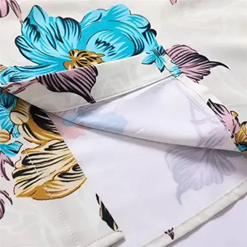 Simmashah Mens Gavayi ko'ylagi, Qisqa yengli tugmali plyaj kiyimlari, Unisex yozgi flamingolar Kundalik Aloha gul ko'ylaklari - 6
