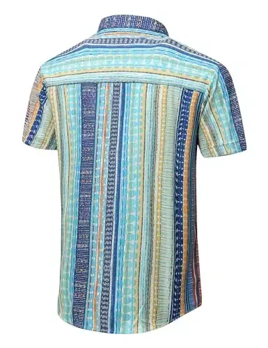 Simmashah Mens Gavayi ko'ylagi, qisqa yengli tugmali plyaj kiyimlari, unisex yozgi flamingolar kundalik Aloha gul ko'ylaklari - 2