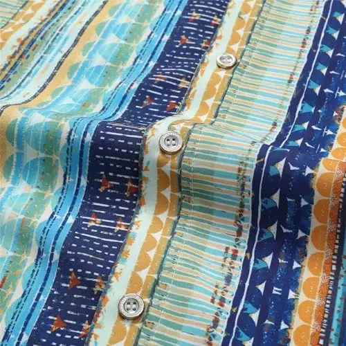 Simmashah Mens Gavayi ko'ylagi, qisqa yengli tugmali plyaj kiyimlari, unisex yozgi flamingolar kundalik Aloha gul ko'ylaklari - 5