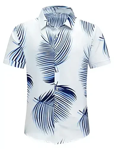 Simmashah Mens Gavayi ko'ylagi, qisqa yengli tugmali plyaj kiyimlari, Unisex yozgi flamingolar tasodifiy Aloha gul ko'ylaklari - 3