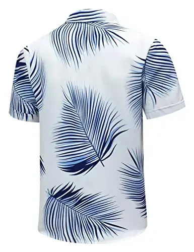 Simmashah Mens Gavayi ko'ylagi, qisqa yengli tugmali plyaj kiyimlari, Unisex yozgi flamingolar tasodifiy Aloha gul ko'ylaklari - 4