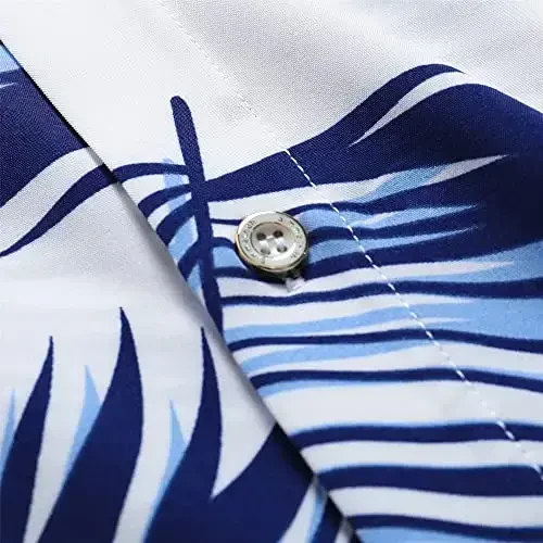 Simmashah Mens Gavayi ko'ylagi, qisqa yengli tugmali plyaj kiyimlari, Unisex yozgi flamingolar tasodifiy Aloha gul ko'ylaklari - 6