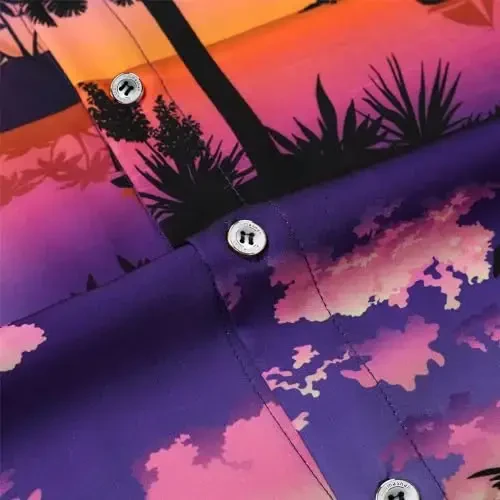 Simmashah Mens Gavayi ko'ylagi, qisqa yengli tugmali plyaj kiyimlari, Unisex yozgi flamingolar tasodifiy Aloha gul ko'ylaklari - 6