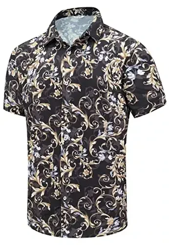 Simmashah Mens Gavayi ko'ylagi, Qisqa yengli tugmali plyaj kiyimlari, Unisex yozgi flamingolar tasodifiy Aloha gul ko'ylaklari - 1