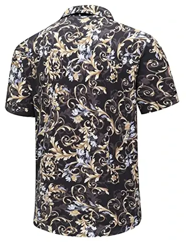 Simmashah Mens Gavayi ko'ylagi, Qisqa yengli tugmali plyaj kiyimlari, Unisex yozgi flamingolar tasodifiy Aloha gul ko'ylaklari - 3