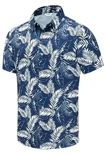 Simmashah Mens Gavayi ko'ylagi, qisqa yengli tugmali plyaj kiyimlari, Unisex yozgi flamingolar tasodifiy Aloha gul ko'ylaklari - SIMMASHAH