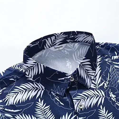 Simmashah Mens Gavayi ko'ylagi, qisqa yengli tugmali plyaj kiyimlari, Unisex yozgi flamingolar tasodifiy Aloha gul ko'ylaklari - 4