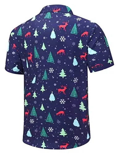 Simmashah Mens Gavayi ko'ylagi, qisqa yengli tugmali plyaj kiyimlari, unisex yozgi flamingolar tasodifiy Aloha gul ko'ylaklari - 3