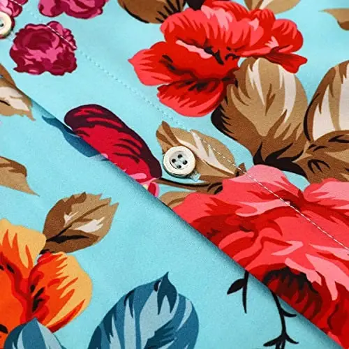 Simmashah Mens Gavayi ko'ylagi, qisqa yengli tugmali plyaj kiyimlari, Unisex yozgi flamingolar tasodifiy Aloha gulli ko'ylaklar - 5