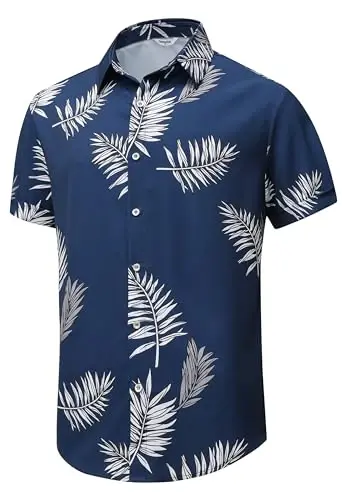 Simmashah Mens Gavayi ko'ylagi, qisqa yengli tugmali plyaj kiyimlari, Unisex yozgi flamingolar tasodifiy Aloha gulli ko'ylaklar - 2