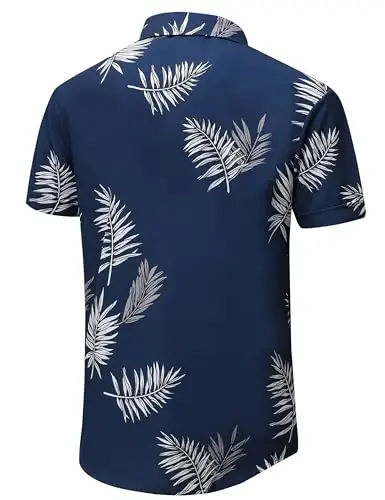 Simmashah Mens Gavayi ko'ylagi, qisqa yengli tugmali plyaj kiyimlari, Unisex yozgi flamingolar tasodifiy Aloha gulli ko'ylaklar - 3