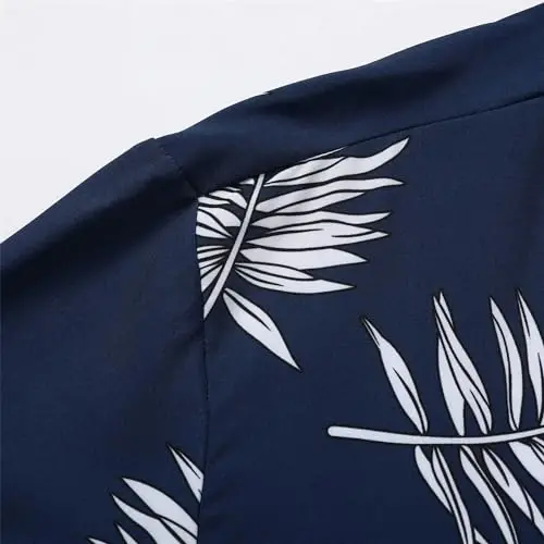 Simmashah Mens Gavayi ko'ylagi, qisqa yengli tugmali plyaj kiyimlari, Unisex yozgi flamingolar tasodifiy Aloha gulli ko'ylaklar - 5