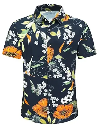 Simmashah Mens Hawaiian Shirt, Short Sleeves Button Down Beach Clothing, Unisex Summer Flamingos Casual Aloha Floral Shirts - SIMMASHAH (1)