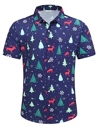 Simmashah Mens Hawaiian Shirt, Short Sleeves Button Down Beach Clothing, Unisex Summer Flamingos Casual Aloha Floral Shirts - SIMMASHAH (1)