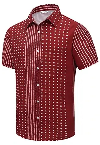 Simmashah Mens Hawaiian Shirt, Short Sleeves Button Down Beach Clothing, Unisex Summer Flamingos Casual Aloha Floral Shirts - 1